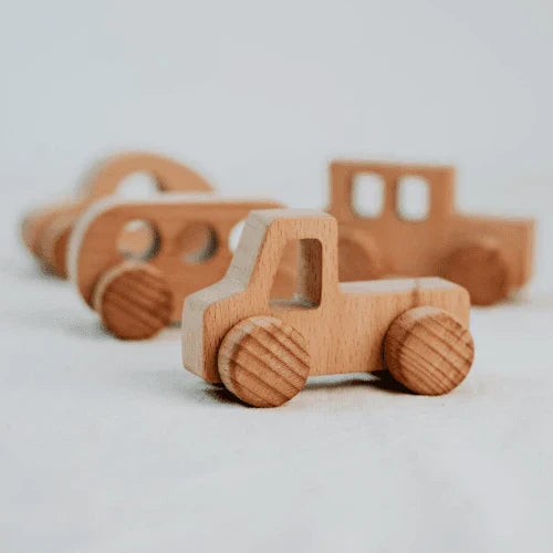 Wooden Toy Cars for Toddlers – 4-Piece Handmade Vehicle Set